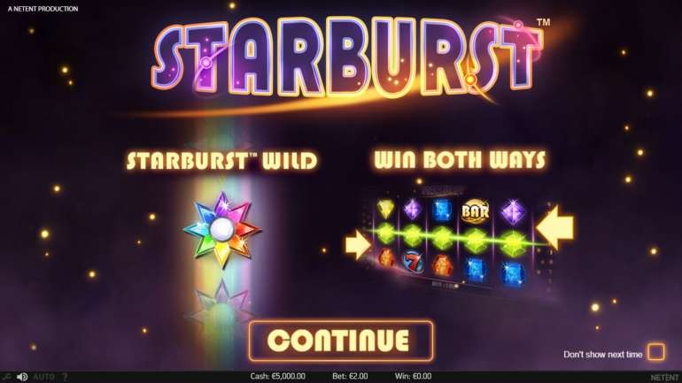 Igralni avtomat Starburst - NetEnt